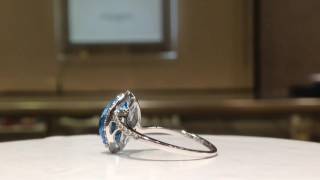 3.50 Carat Natural Blue Topaz & Diamond Ring in 14K White Gold