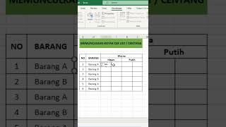 MEMASUKKAN KOTAK CEKLIST / CENTANG DI MS. EXCEL #shortvideo  #shortsvideo #short #shorts