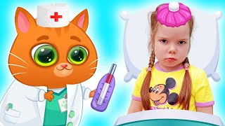 Bubbu in Hospital | Nastya got sick and the cat treats Bubbu