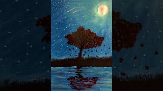 moon light and a tree 🌳#artwork#viral#viralart#viralshorts#scenery