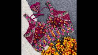 Multicolor thread embroidery and mirror work readymade blouse