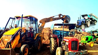 Jcb 3Dx Xpert Backhoe Loader Loading Mud in  Massey and John deere Tractor | Mahindra Tractor