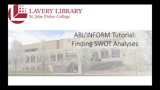 ABI/INFORM Tutorial: Finding SWOT Analyses