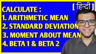 Calculate Arithmetic Mean, Standard deviation, Moments about mean B1 & B2