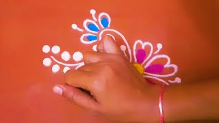 फुलसारखी छान रांगोळी डिझाईन। traditional rangoli design। freehand rangoli