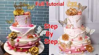 Butterfly RuffleTheme Cake | Cute Girls Birthday Cake | 3 Tier Ruffle Cake