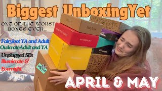 BIGGEST book box unboxing and I hated one | Fairyloot, Owlcrate, Evernight, Unplugged |April and May