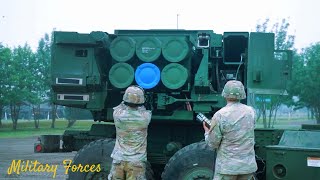 U.S. field artilery regiment loading himars pods