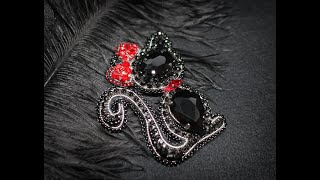 Брошка Черная кошка - Brooch black cat - Anaya Handmade