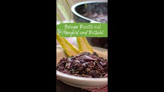 Beluga Linsen Risotto mit Rotkohl und Mangold