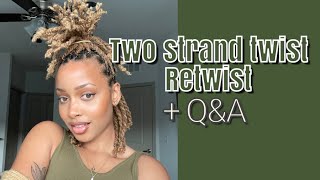 Two Strand Twist Loc Retwist + Q&A and 22 Month Length Check