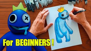 How to Draw Blue from Rainbow Friends - Easy Step-by-Step Guide for Beginners