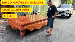 Sập Trơn Gỗ Hương Đá Kích Thước 1M8X2M2 Giá Chỉ 38tr