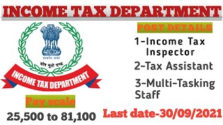 Recruitment Income Tax Inspector II Tax Assistant II Multi-Tasking Staf II Last Date 30/09/2021