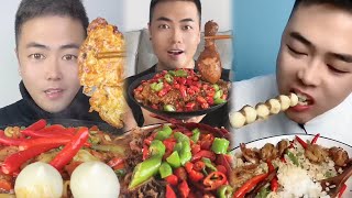 Crispy Giant Shrimp Cutlets | Garlic chili eating show | spicy hot pot with alots off chili 🌶️🔥🥵