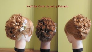 Peinado fácil / Recogido alto fácil con rizos / Recogido con volumen para Boda / Peinado para Novia