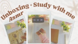 Study with me + Stationery Unboxing asmr | Background noises , Calm lofi beats ✨ |#studywithme