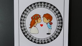 CUTE COUPLE MANDALA ART | MANDALA ART FOR BEGINNERS | MANDALA ART FOR BEGINNERS STEP BY STEP |