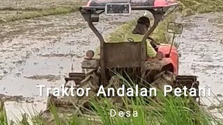 Traktor roda empat membajak sawah bekas #combine #kubotatractor