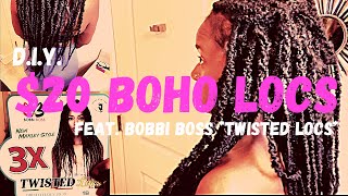 BUDGET FRIENDLY bohemian crochet locs on SHORT HAIR| Feat. Bobbi boss twisted locs