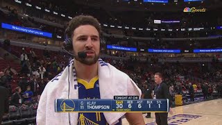 Klay Thompson Courtside Interview | Golden State Warriors beat Chicago Bulls 140-131