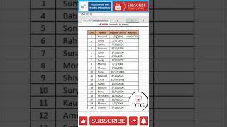 MONTH Formula #short  #excel #exceltips #exceltutorial #msexcel #microsoftexcel #msexcelfullcourse