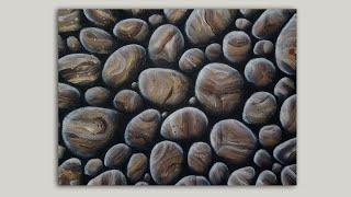 Acrylic Painting Beach Rocks on Canvas Tutorial / Easy Painting Technique