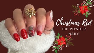 Christmas Red Dip Powder Nails | Dip Powder on Natural Nails