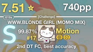 7.51⭐Motion | JENNY ROM - WWW.BLONDE GIRL (MOMO MIX) [Challenge] +HDDT #17 740pp 99.87% FC