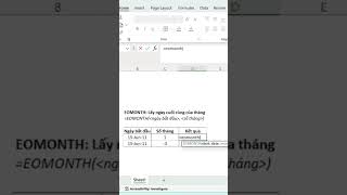 [Tips Excel - 29] - Hàm EOMONTH - Lấy ngày cuối cùng của tháng #shorts