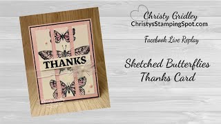 Sketched Butterflies Thanks Card