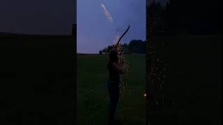 Sunset Archery with firecracker arrow. #shorts #archery #bogenschießen #traditionalarchery