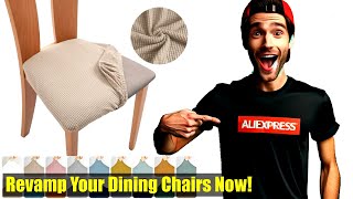 Upgrade Your Dining Room with Our Affordable Jacquard Chair Cover! Breathable, Elastic, and