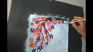 Simple Flower painting with watercolor - drawing sheet