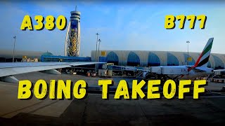 BEST Boeing 777-300er takeoff? BEST Airbus A380 takeoff? Emirates Flight takeoff from Dubai Airport