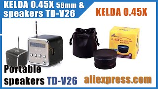 Посылка из Китая #10 и #11 Портативная колонка TD-V26 и линза для фотоаппарата KELDA 0,45X