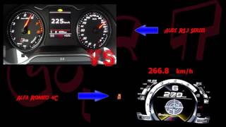 Car Speed Test Audi RS3 vs Alfa Romeo 4C Series Acceleration