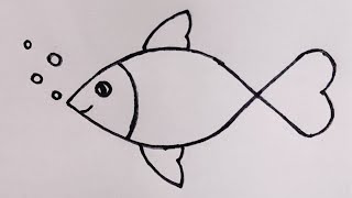 How to draw fish from letter X | Fish drawing @TamilNewArt