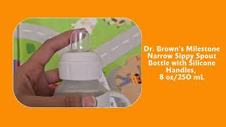 Dr. Brown’s® Milestones™ Narrow Sippy Spout Bottle with Silicone Handles, 8 oz/250 mL