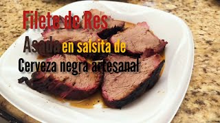 Filete de res asado en salsita de cerveza negra artesanal