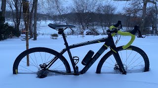 How a cyclist would measure snowfall? #shorts #blizzard #cycling