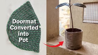 How To Make Cement Pot From Old Door Mat | DIY Cement Pot | Old Doormat Reuse Idea