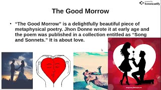 The Good Morrow Recitation- A Poem by John Donne.