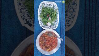 Simple rustic food with eggplant and tomatoes #food #asmr #cooking #nature