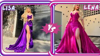 LISA OR LENA ❤️‍🔥🦋☆ PINK VS PURPLE ☆ Makeup 💄Heels 👠 CAKE 🎂 Drees🩱Food 🍛Phone📱Choose Your favorite 😍