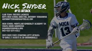 Nick Snyder 2022 Spring Lacrosse Highlights | Montclair Kimberley Academy (NJ) 2024