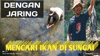 Mencari ikan di sungai pakai jaring