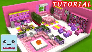 PINK HOUSE with BED, KITCHEN, OFFICE, FIRE PIT, WINDOW 💜💗😍 TUTORIAL - Kawaii World