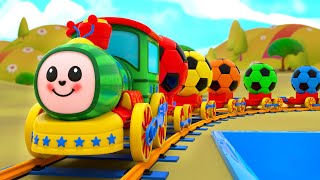 Wheels on the Bus + Baby Shark - colorful balls and big trucks - Baby Nursery Rhymes & Kids Songs