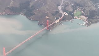 Golden Gate Bridge view from plane window 2024 / View from top/ Aerial view